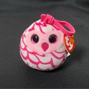 💫 Ty Squishy Beanie Boo Pinky The Owl Bag Charm Keychain
